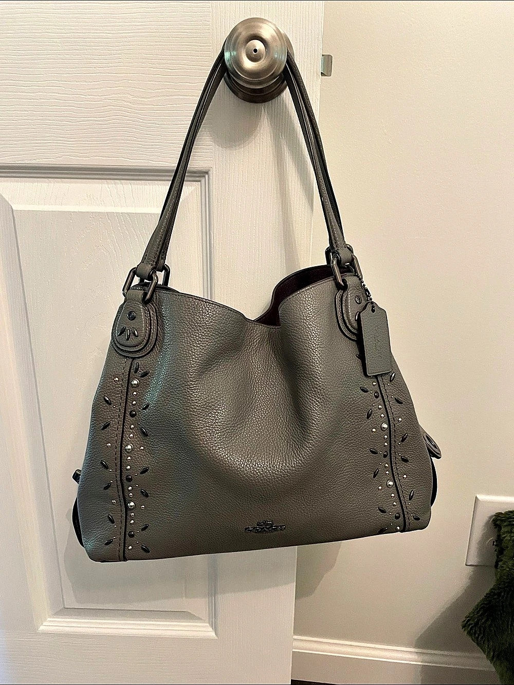 Coach Edie Shoulder Bag 31 with Rivets Gray